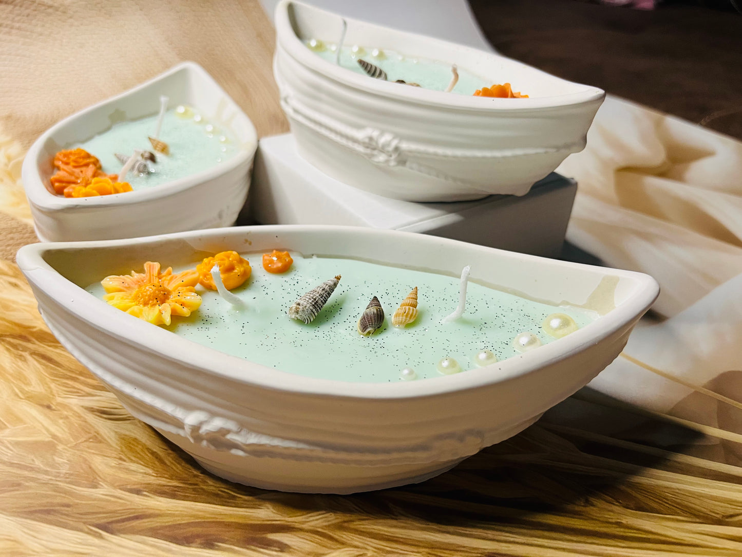 Boat Shaped Scented Candle – Ocean Breeze Theme