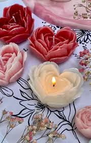 Rose & Heart Shaped Candles with Candy Fragrance – Romantic Floral Collection
